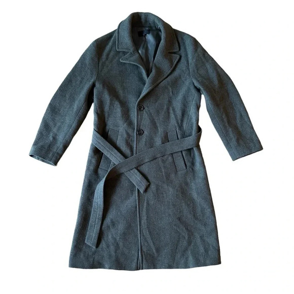 Nili Lotan Small Patton Green Virgin Wool Coat Belted Wrap Pockets Lined - Picture 1 of 12